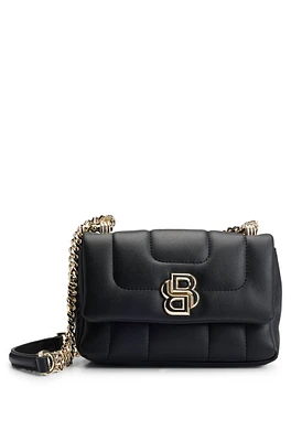 Faux-leather quilted shoulder bag with Double B monogram