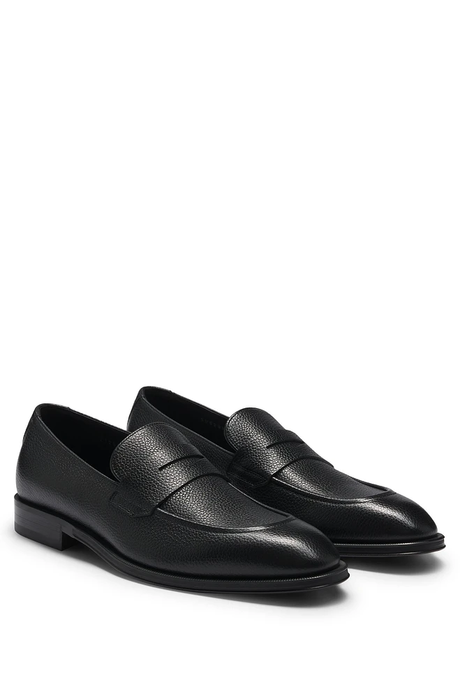 Apron-toe slip-on loafers grained leather