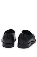 Apron-toe slip-on loafers grained leather