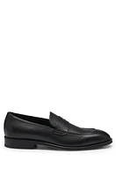 Apron-toe slip-on loafers grained leather