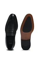 Apron-toe slip-on loafers grained leather