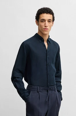 Regular-fit button-down shirt linen