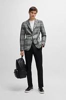 Slim-fit jacket checked stretch cloth