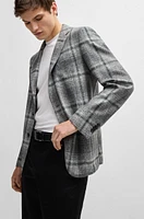 Slim-fit jacket checked stretch cloth