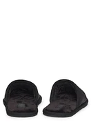 BOSS - Fleece-lined slippers with monogrammed uppers and open back Black