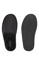 BOSS - Fleece-lined slippers with monogrammed uppers and open back Black