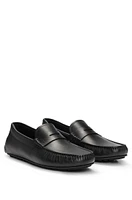 Embossed-leather slip-on moccasins with logo detail