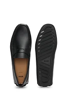 Embossed-leather slip-on moccasins with logo detail