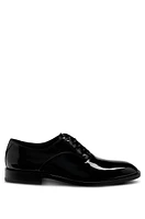 BOSS - Patent-leather Oxford shoes with stitching details Black