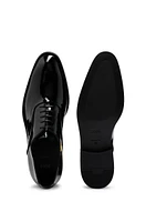 BOSS - Patent-leather Oxford shoes with stitching details Black