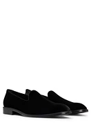 BOSS - Velvet slip-on loafers with leather trims Black