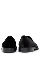 BOSS - Velvet slip-on loafers with leather trims Black