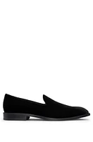 BOSS - Velvet slip-on loafers with leather trims Black