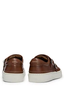 Burnished-leather trainers with double monk strap