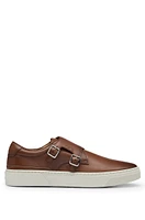 Burnished-leather trainers with double monk strap