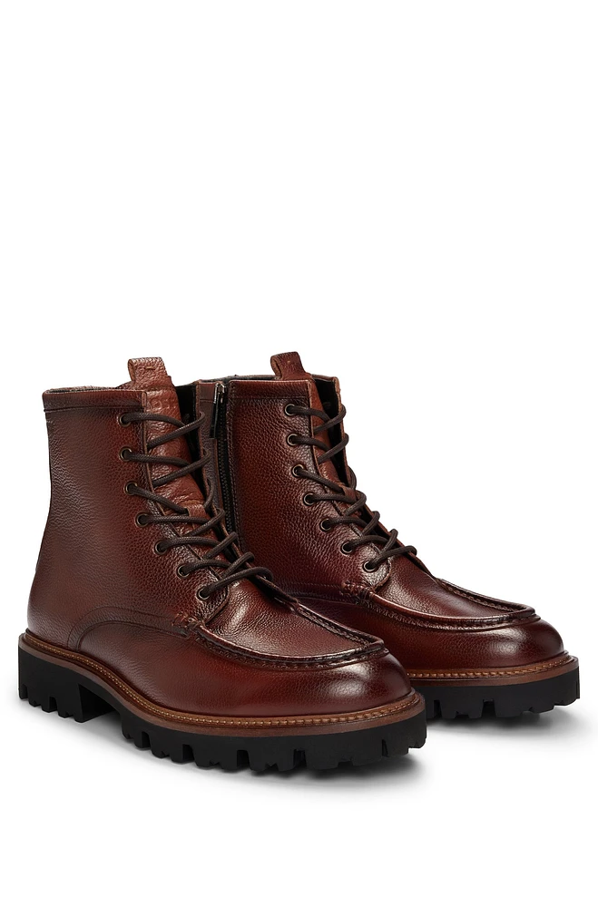 Grained-leather half boots with apron toe