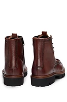 Grained-leather half boots with apron toe