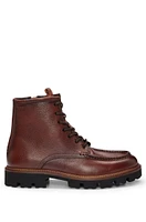 Grained-leather half boots with apron toe