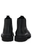 Burnished-leather half boots with apron toe