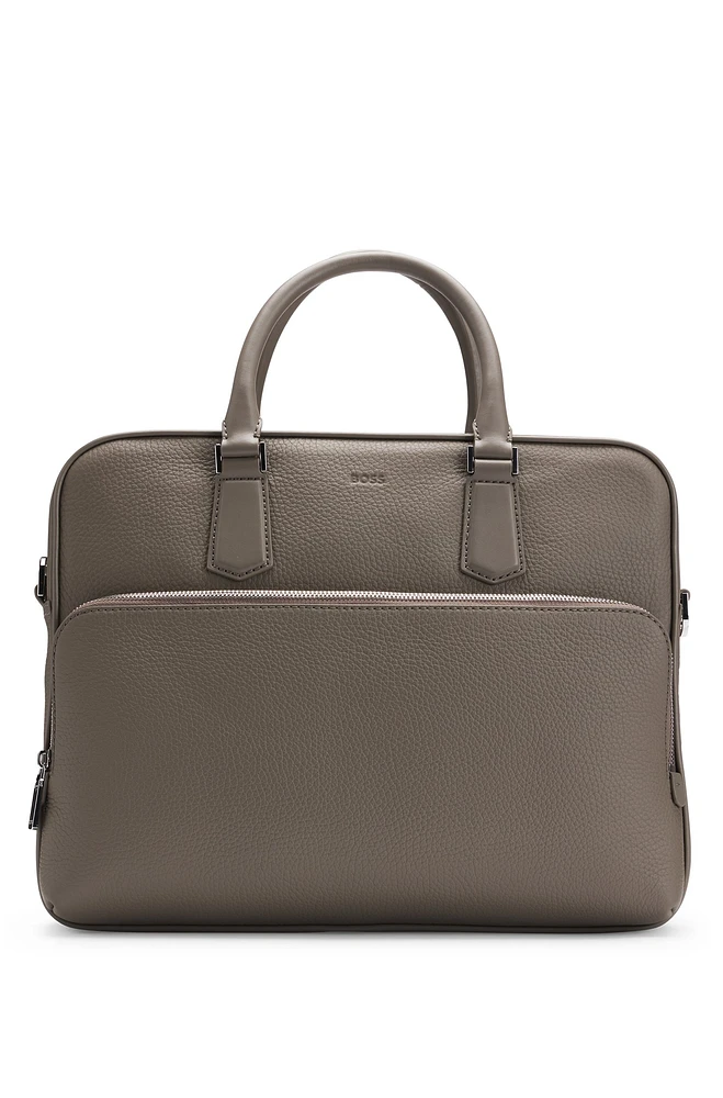 Grained Italian-leather document case with embossed logo