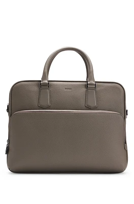 Grained Italian-leather document case with embossed logo