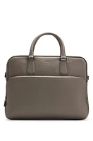 Grained Italian-leather document case with embossed logo