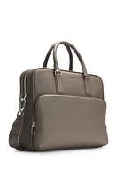 Grained Italian-leather document case with embossed logo