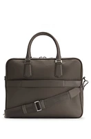 Grained Italian-leather document case with embossed logo