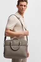 Grained Italian-leather document case with embossed logo