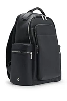 Multi-pocket backpack in Italian leather with signature trims