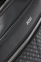 BOSS - Faux-leather washbag with monogram-print front pocket - Black