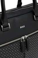 Monogram-panel document case with silver-foil logo