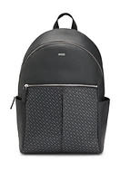 Faux-leather backpack with monogram-print front pocket