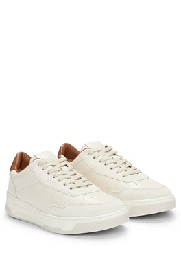 Mixed-material trainers with leather trims