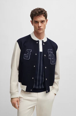 BOSS x Shohei Ohtani wool-blend baseball jacket with monogram details