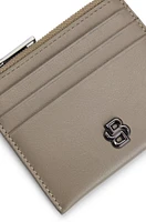 Matte-leather card holder with Double B monogram