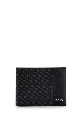 Monogram-panel wallet with silver-foil logo