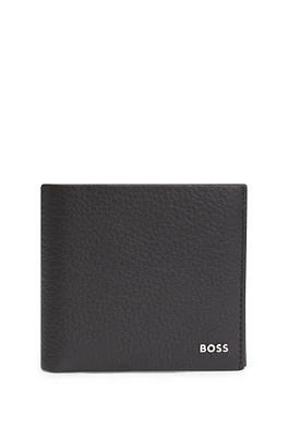 Grained-leather wallet with logo lettering