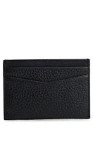 Grained-leather card holder with logo lettering