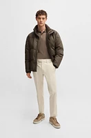 BOSS x ASTON MARTIN leather puffer jacket with wool ribbing