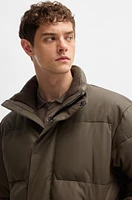 BOSS x ASTON MARTIN leather puffer jacket with wool ribbing