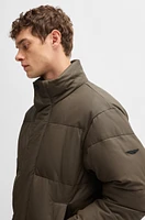 BOSS x ASTON MARTIN leather puffer jacket with wool ribbing