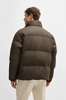 BOSS x ASTON MARTIN leather puffer jacket with wool ribbing