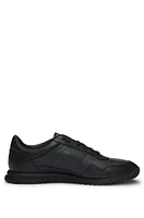 Tumbled-leather lace-up trainers with plain trims