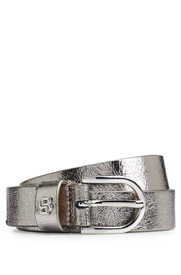 Laminated-leather belt with Double B monogram