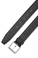 Italian-leather belt with branded roller and silver hardware