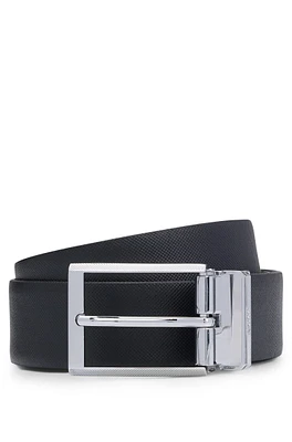 Italian-leather belt with branded keeper in gift box