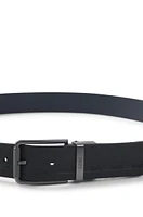 Reversible Italian leather belt in printed and coated finishes 