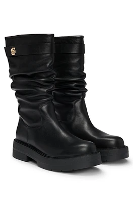 Leather boots with relaxed profile and Double B monogram