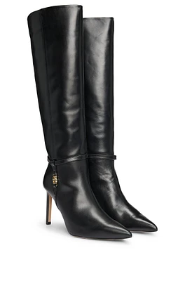 Leather knee boots with Double B monogram